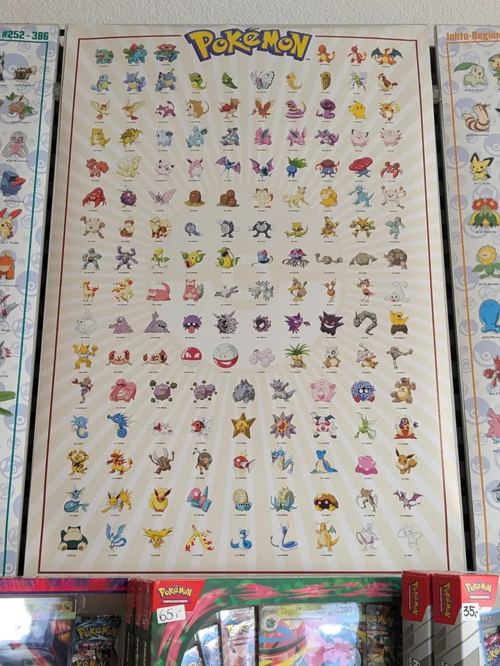 Mittlerer Teil einer großen Pokémon-Motivwand